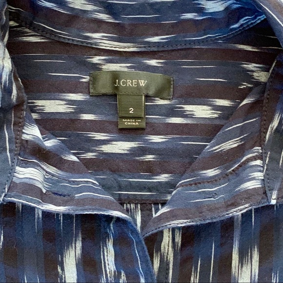 J. Crew Ikat Popover with Metallic Stripe Trim - Picture 4 of 8